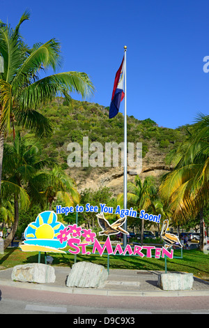 Segno di benvenuto San Martin Maarten isola dei Caraibi Antille Olandesi Foto Stock