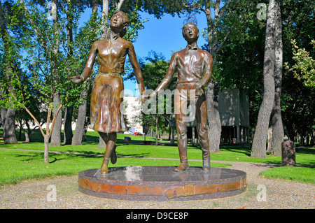 Pionieri del futuro statua del North Dakota State Capitol Bismarck ND Foto Stock