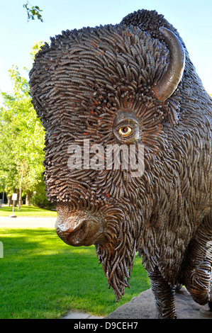 Statua di Buffalo North Dakota State Capitol Bismarck ND Foto Stock