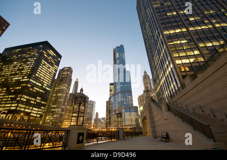 Paesaggio urbano vista sul fiume di Chicago. Foto Stock