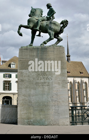 Monumento equestre a Sindaco Hans Waldmann, Zurigo, Svizzera. Foto Stock