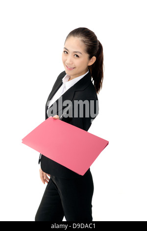 Business donna con cartella Foto Stock