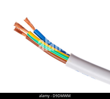 Nuda di filo di rame isolato su bianco Foto Stock