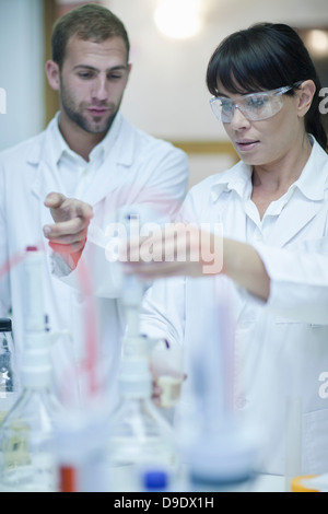 Monitoraggio enologo test sui campioni in laboratorio Foto Stock