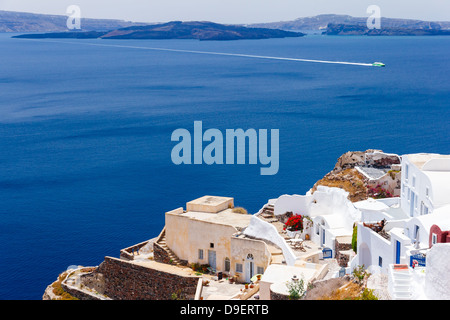 Case tradizionali bianche a Oia - Santorini in Grecia Foto Stock