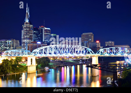 Skyline del centro di Nashville, Tennessee, Stati Uniti d'America. Foto Stock