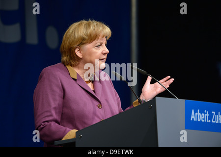 Discorso del Cancelliere federale donna Dott.ssa Angela Merkel CDU Stuttgart, Baden-Württemberg, Germania, Europa Foto Stock