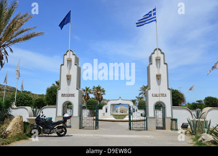 Ingresso di Kallithea e bagni termali, Kallithea, Rodi (Rodi), del Dodecaneso, Egeo Meridionale Regione, Grecia Foto Stock