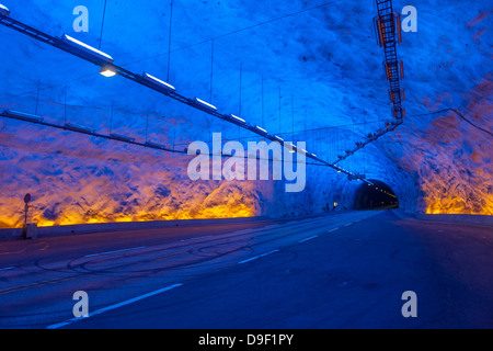 Tunnel Laerdal, Norvegia, la più lunga galleria stradale nel mondo Foto Stock