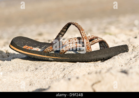Un bagno alluvionali sandalo su una spiaggia sul Mar Baltico, in depositi alluvionali la balneazione in una spiaggia sul Mar Baltico Foto Stock