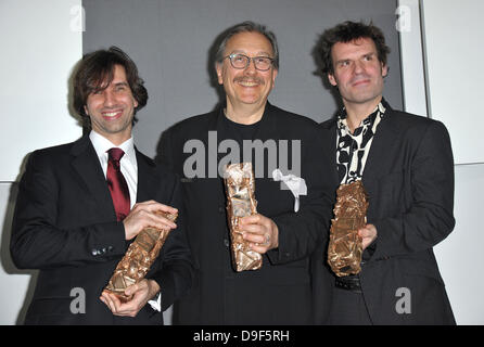 Daniel Sobrino, Jean Goudier, Cyril Holtz "Miglior suono' La trentaseiesima edizione Cesar Awards 2011 tenutosi presso il Teatro du Chatelet - Photocall Parigi, Francia - 25.02.11 Foto Stock