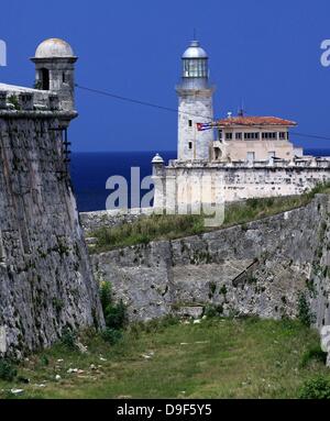 Vista della fortezza Castillo de los Tres Reyes del Morro nella capitale cubana Havana, Germania, 12 aprile 2013. La fortezza ospita oggi un museo. Foto: Peter Zimmermann Foto Stock