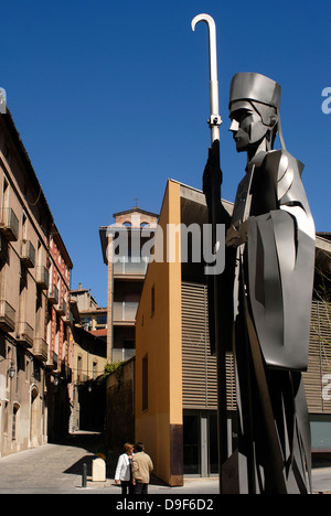 La scultura, opera, Domènec Fita Bisbe. Oliba, quadrato, Vic, Osona, Barcellona, in Catalogna, Spagna, Europa Foto Stock