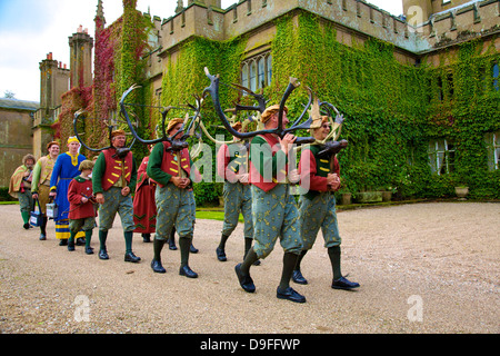 Abbots Bromley Horn Dance, Abbots Bromley, Staffordshire, England, Regno Unito Foto Stock