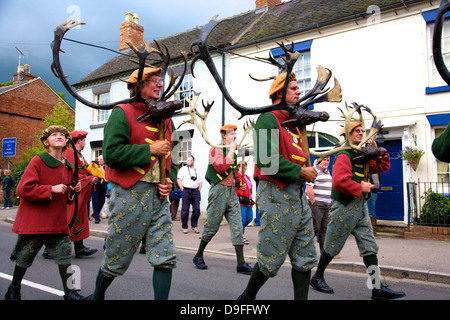 Abbots Bromley Horn Dance, Abbots Bromley, Staffordshire, England, Regno Unito Foto Stock