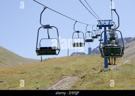 La funivia di Tian Shan montagna vicino a Almaty, Chimbulak, Kazakistan, Asia centrale Foto Stock