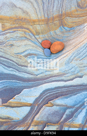 I disegni creati da erosione del mare sulla spiaggia di Spittal, Berwick-upon-Tweed, Northumberland sul confine tra Inghilterra e Scozia, Regno Unito Foto Stock