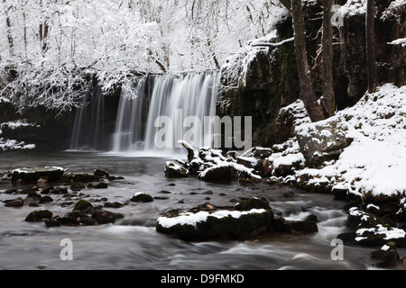 Sqwd dSnow, Sgwd Ddwli cascata, Brecon Beacons, Wales, Regno Unito Foto Stock