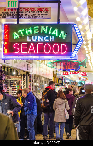 Pikes Place Market, Seattle, nello Stato di Washington, USA Foto Stock