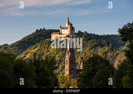 Il il Marksburg nella valle del Reno, Renania-Palatinato, Germania Foto Stock