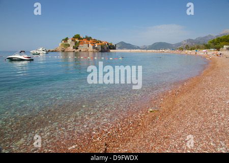 Sveti Stefan, Baia di Budva, Riviera di Budva, Montenegro Foto Stock