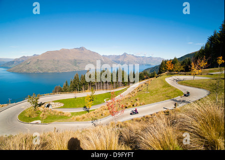 Pista di slittino sopra Queenstown, Otago, Isola del Sud, Nuova Zelanda Foto Stock