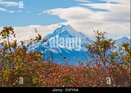 Mount Cook vertice, Aoraki Parco nazionale di Mount Cook, Sito Patrimonio Mondiale dell'UNESCO, Isola del Sud, Nuova Zelanda Foto Stock