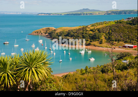 Barche a vela sull isola di Waiheke, Auckland, Isola del nord, Nuova Zelanda Foto Stock