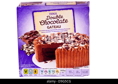 Scatola di Tesco doppia gateau al cioccolato torta Foto Stock