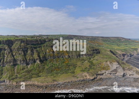 Fotografia aerea di scogliere a Nord Yorkshire Coast Foto Stock