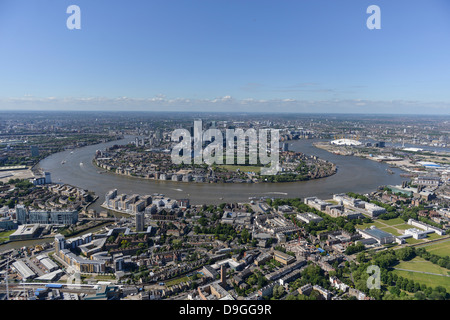 Fotografia aerea mostra Isle of Dogs e Canary Wharf Foto Stock