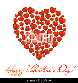 Cuore astratta fatta di cuori rossi su sfondo bianco. Il giorno di San Valentino cartolina. Eps vettoriali10 illustrazione Foto Stock