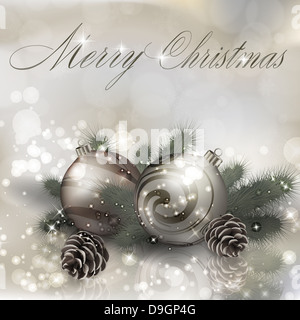 Merry Christmas greeting card con le palle di Natale. Eps vettoriali10 illustrazione Foto Stock