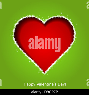 Abstract cuore rosso sul libro verde sullo sfondo. Il giorno di San Valentino biglietto di auguri. Eps vettoriali10 illustrazione Foto Stock