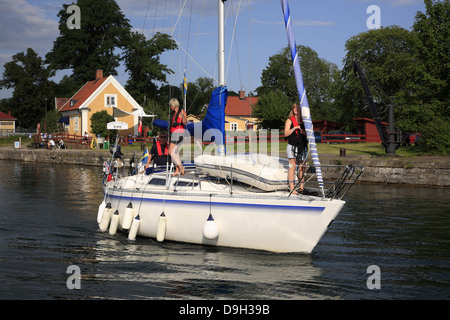 Goeta-Kanal a Motala, Lake Vaettern, Svezia e Scandinavia Foto Stock