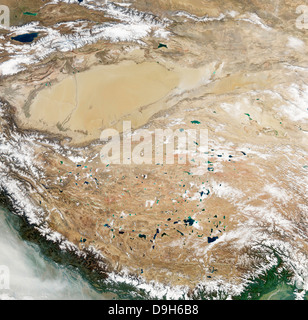 Vista satellitare dell'altopiano tibetano. Foto Stock