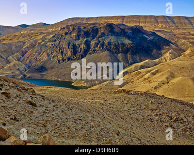 Wadi Al Hasa con Tannur dam, Karak/ Tafilah Provincia, Giordania, Medio Oriente Foto Stock