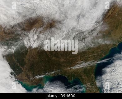 Copertura di neve che si estende da nord-est Texas al Carolinas. Foto Stock