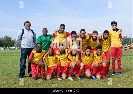 U15B Junior squadra di calcio di Rygersdal FC, Cape Town, Sud Africa Foto Stock