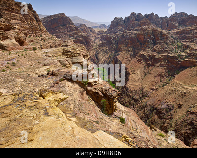 Green Siq a ad-Deir in Petra, Giordania, Medio Oriente Foto Stock