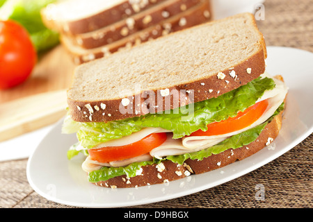 Freschi Fatti in casa Turchia sandwich realizzate con ingredienti biologici Foto Stock