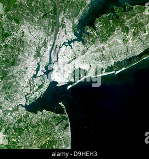 8 agosto 2002 - vista dal satellite della città di New York, New York. Foto Stock