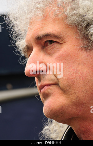 Brian May Queen (chitarrista) parlando a livello nazionale marzo contro il Badger Cull, sabato 1 giugno 2013, Londra Foto Stock