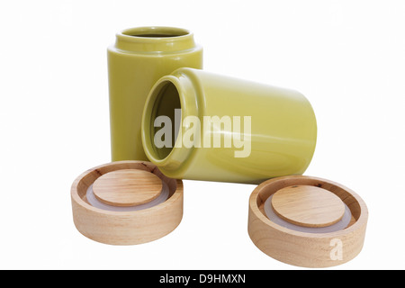 Banche immagini con coperchio per prodotti sfusi Foto Stock