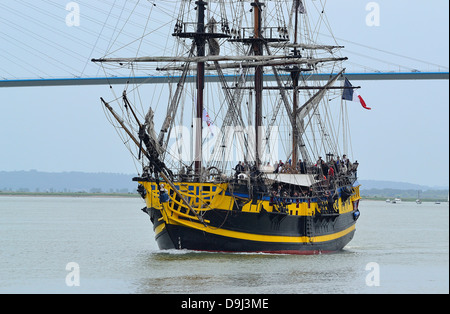 Etoile du Roy (nome iniziale : Il Grand Turk) tre-masted frigate (St Malo porto). Durante 'Armada Rouen 2013'. Foto Stock