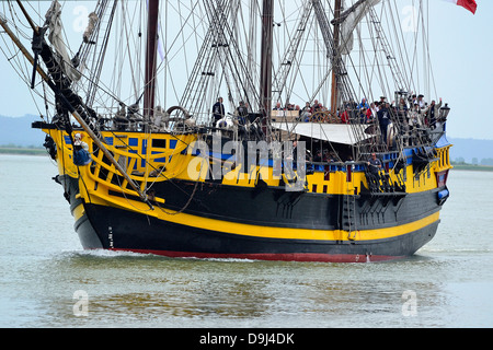 Etoile du Roy (nome iniziale : Il Grand Turk) tre-masted frigate (St Malo porto). Durante 'Armada Rouen 2013'. Foto Stock