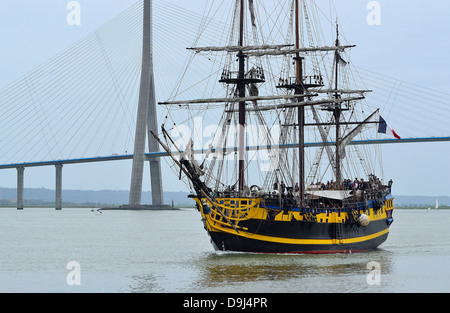 Etoile du Roy (nome iniziale : Il Grand Turk) tre-masted frigate (St Malo porto). Durante 'Armada Rouen 2013'. Foto Stock