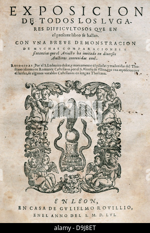 Ludovico Ariosto (1474-1533). Poeta italiano. La copertina del libro 'Orlando Furioso, edito a Lione (Lugdunum), 1556. La prima canzone. Foto Stock