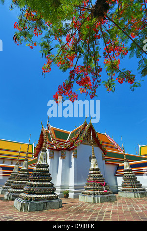 Guglie di Chedis al Wat Pho tempio di Bangkok, Tailandia Foto Stock