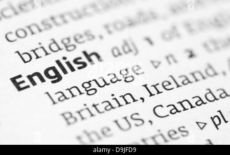 Definizione inglese in un dizionario Foto Stock